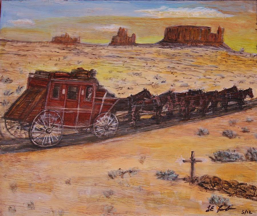 Horse Painting - Southwest Stagecoach by Larry Lamb