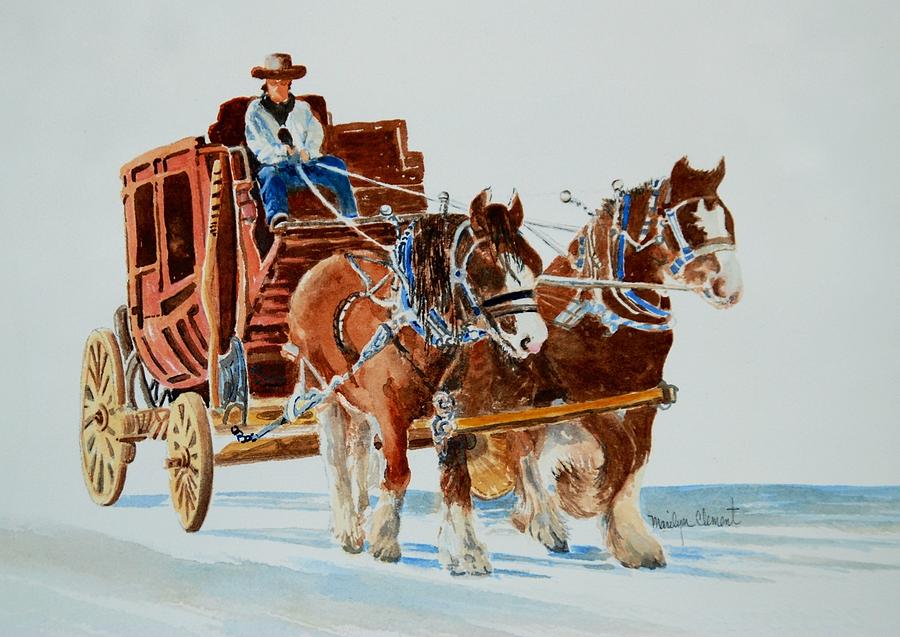 Stagecoach Painting by Marilyn  Clement