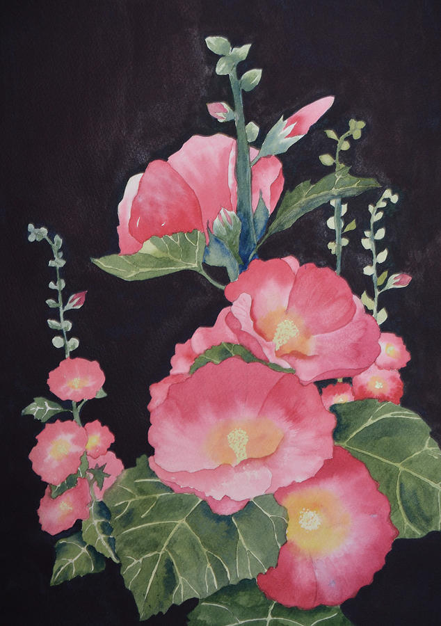 Stages-Pink Hollyhock Painting by Carol Bruno - Fine Art America