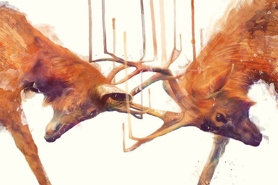 Stags Painting - Stags // Strong by Amy Hamilton