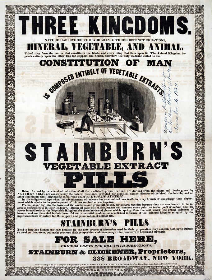 Broadside Photograph - Stainburns Vegetable Extract Pills by Universal History Archive\\uig/science Photo Library