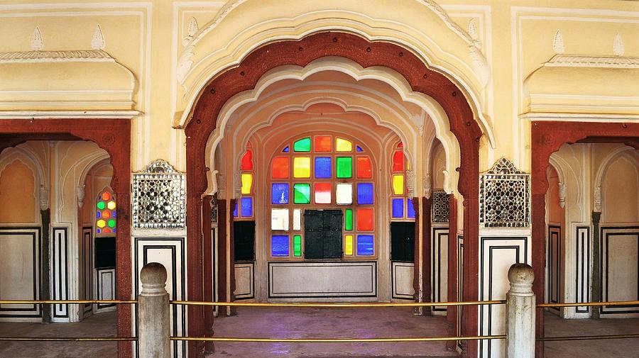 Castle Photograph - Stained Glass at the Women City Palace - Jaipur India by Kim Bemis