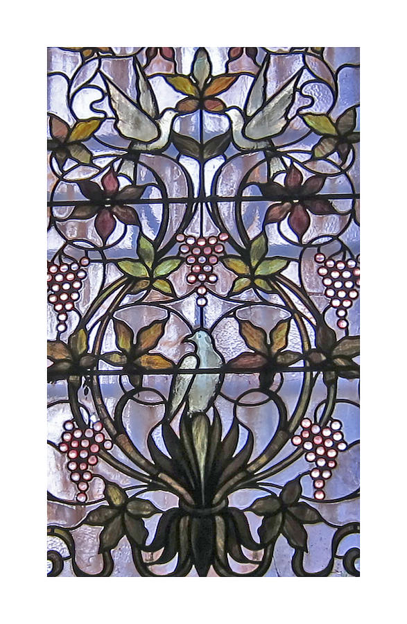 Stained Glass Birds and Grapes Photograph by Pat Exum