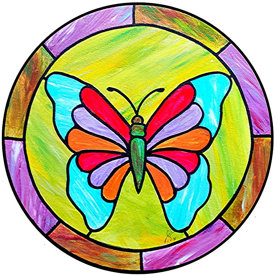 Stained Glass Butterfly Painting by Jim Harris