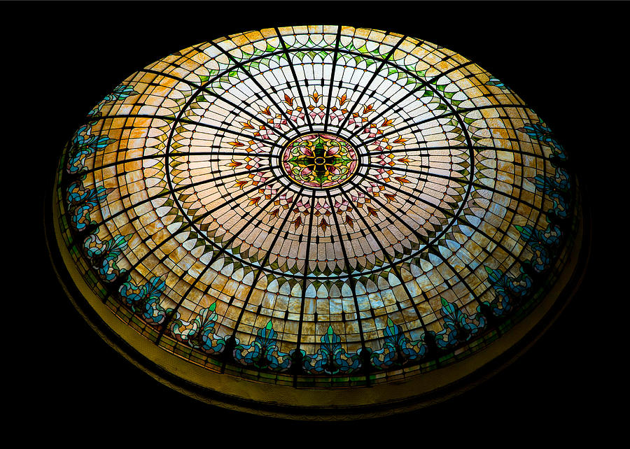 Waco Photograph - Stained Glass Dome - 1 by Stephen Stookey