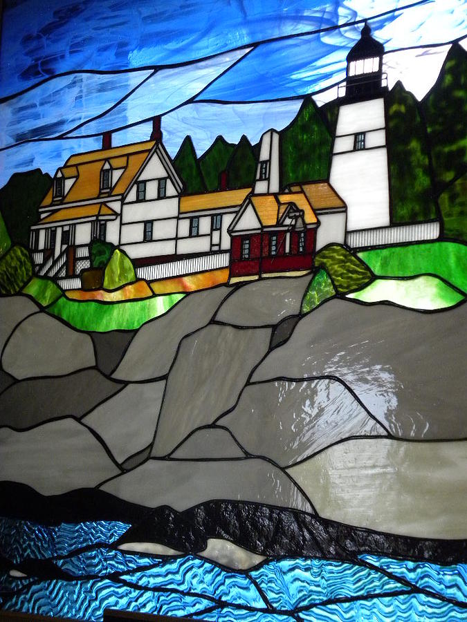 Stained Glass Lighthouse Window Photograph by Jewels Hamrick