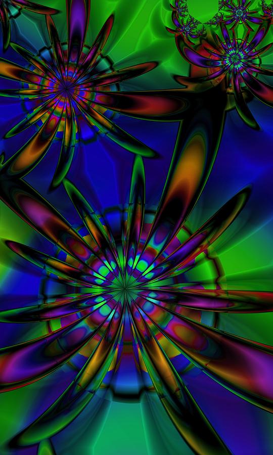 Stained Glass Passion Flowers Digital Art by Kiki Art