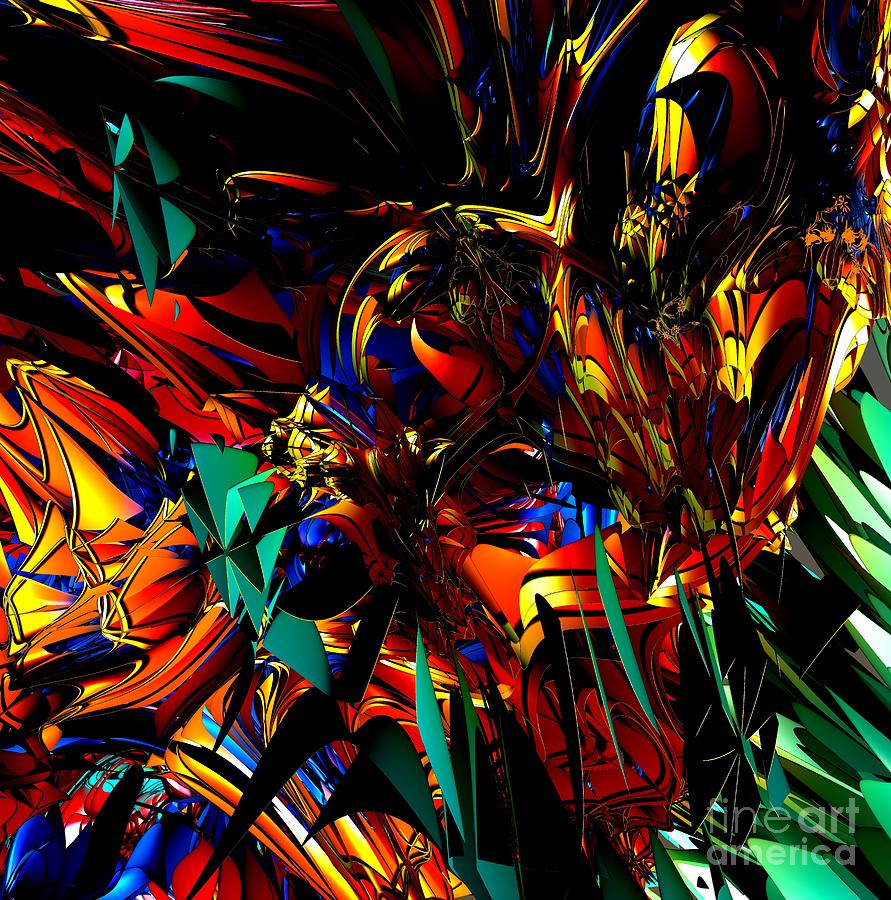 Digital Digital Art - Stained Glass - Saphir by Bernard MICHEL Digital Digital Art - Stained Glass - Saphir by Bernard MICHEL