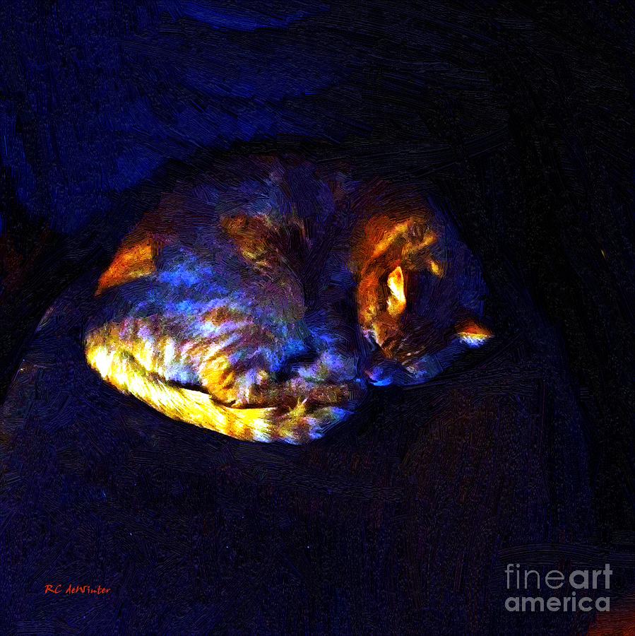 Stained Glass Snoozer Painting by RC DeWinter