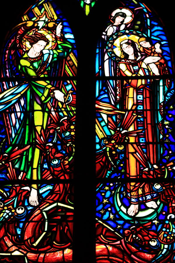 Stained Glass Window At Mont  Le Saint-Michel Photograph by Aidan Moran