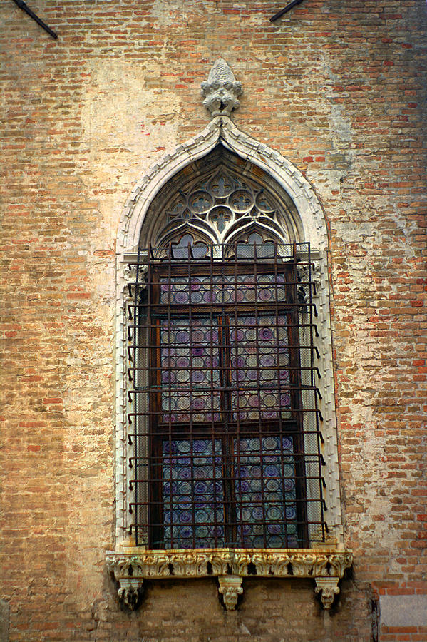 Old Stained Glass Window Of Madonna Dell Orto Church Photograph by Suzanne Powers