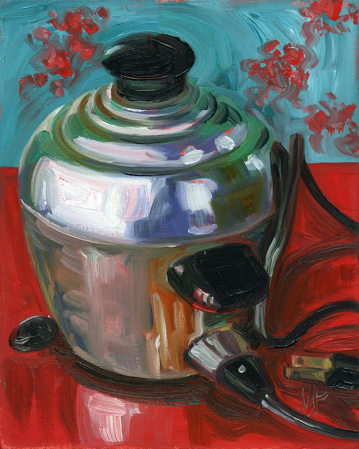 Stainless Steel Painting - Stainless Steel Cooker of Eggs by Jennie Traill Schaeffer Stainless Steel Painting - Stainless Steel Cooker of Eggs by Jennie Traill Schaeffer
