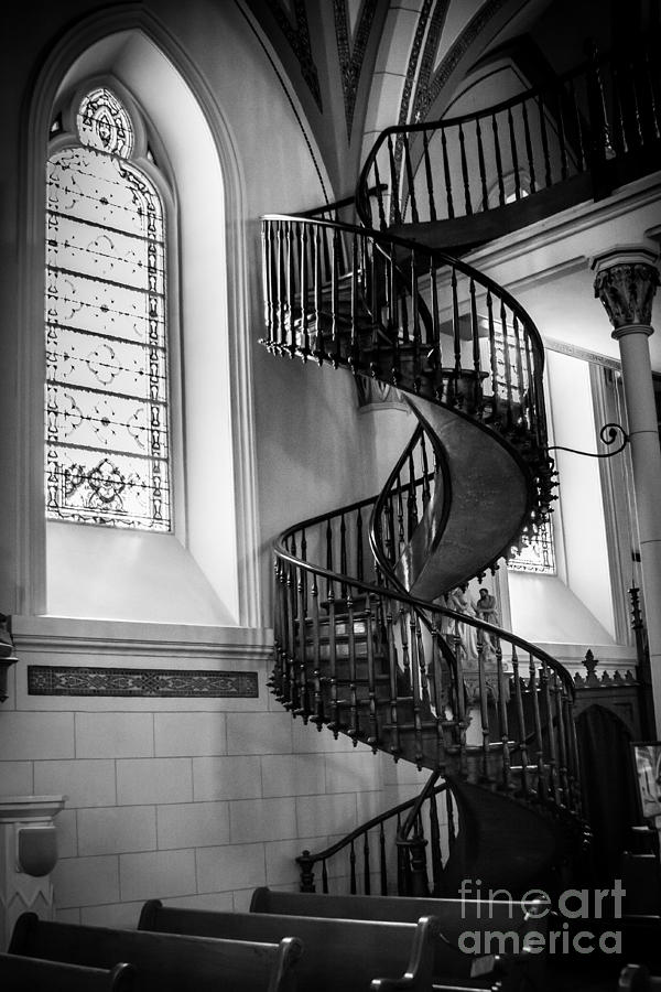Santa Fe Photograph - Staircase Black and White by Jim McCain