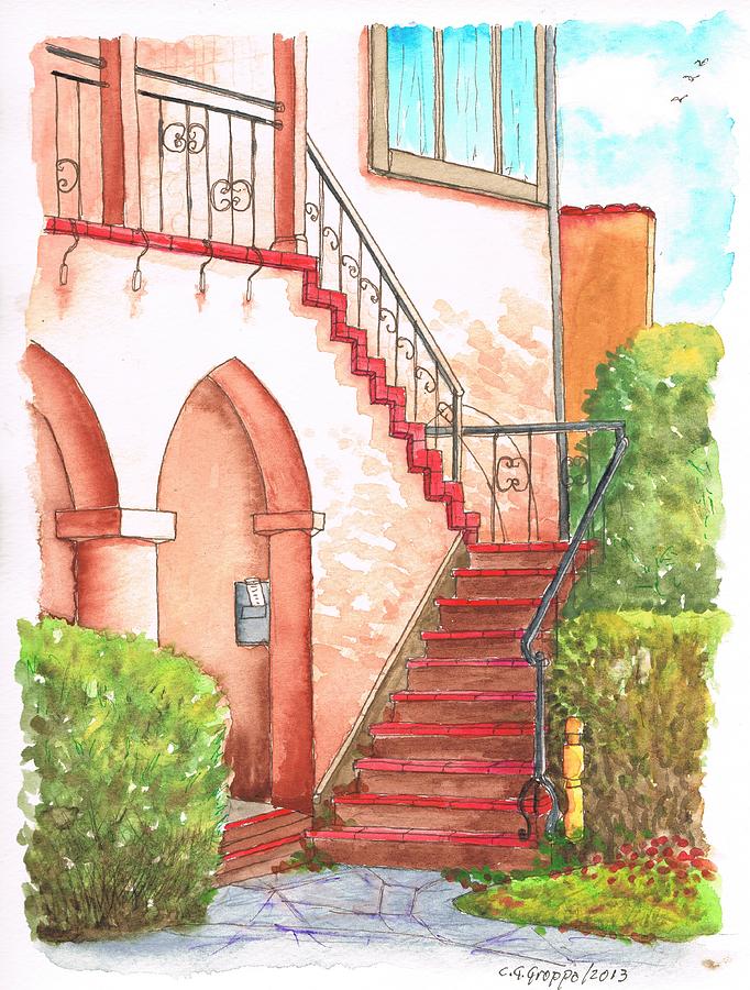Stairs and arch around Plummer Park-West Hollywood-California Painting by Carlos G Groppa