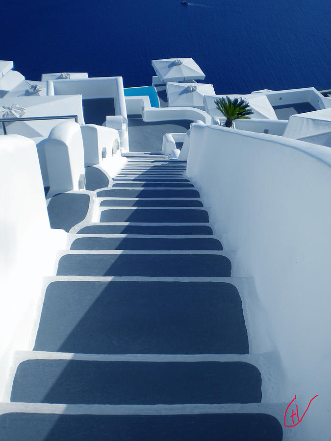 Stairs down to ocean Santorini Photograph by Colette V Hera Guggenheim