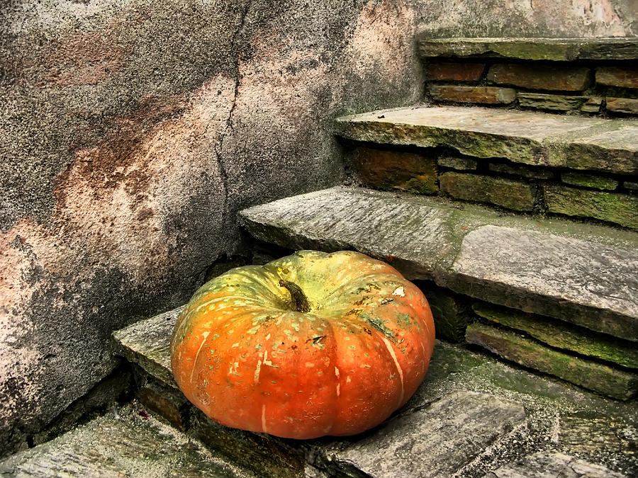 Stairs in Autumn - Still life Photograph by Daliana Pacuraru