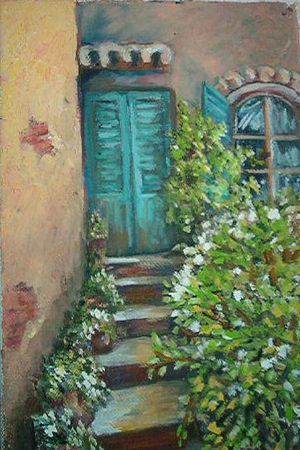 Stairway in Mexico Painting by Charme Curtin
