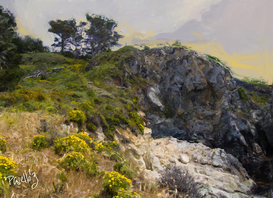Stairway to China Cove - Point Lobos - Carmel CA Digital Art by Jim Pavelle