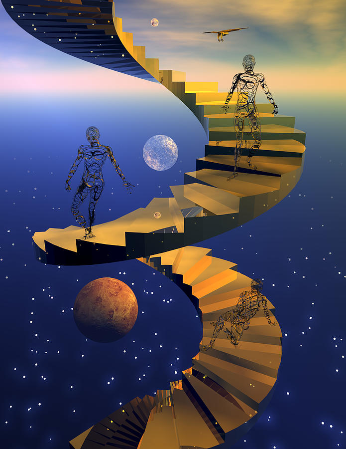Fantasy Digital Art - Stairway to imagination by Claude McCoy