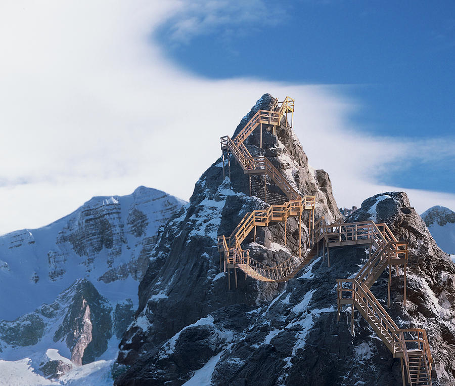 Stairway To The Top Of A Mountain Photograph by Curtis Johnson Stairway To The Top Of A Mountain Photograph by Curtis Johnson
