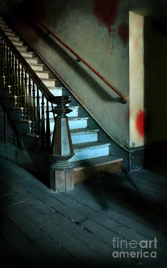 Stairway with Shadow Man and Blood Photograph by Jill Battaglia