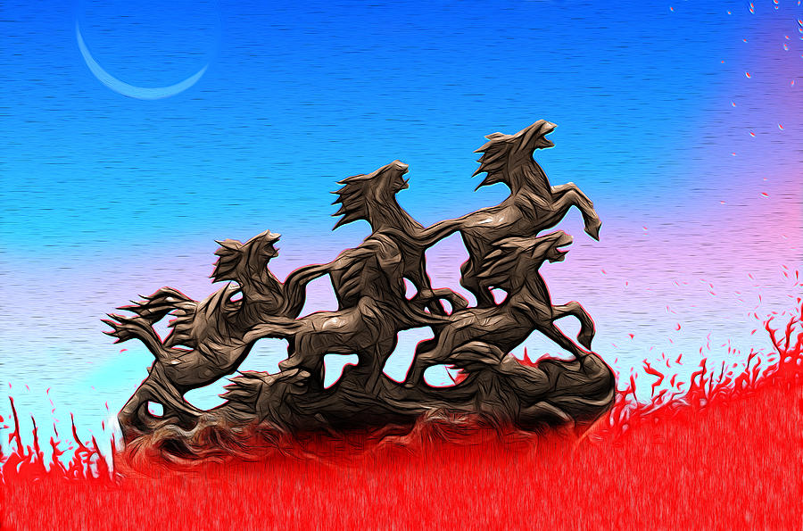 Horse Digital Art - Stampede - Day by Carlos Vieira