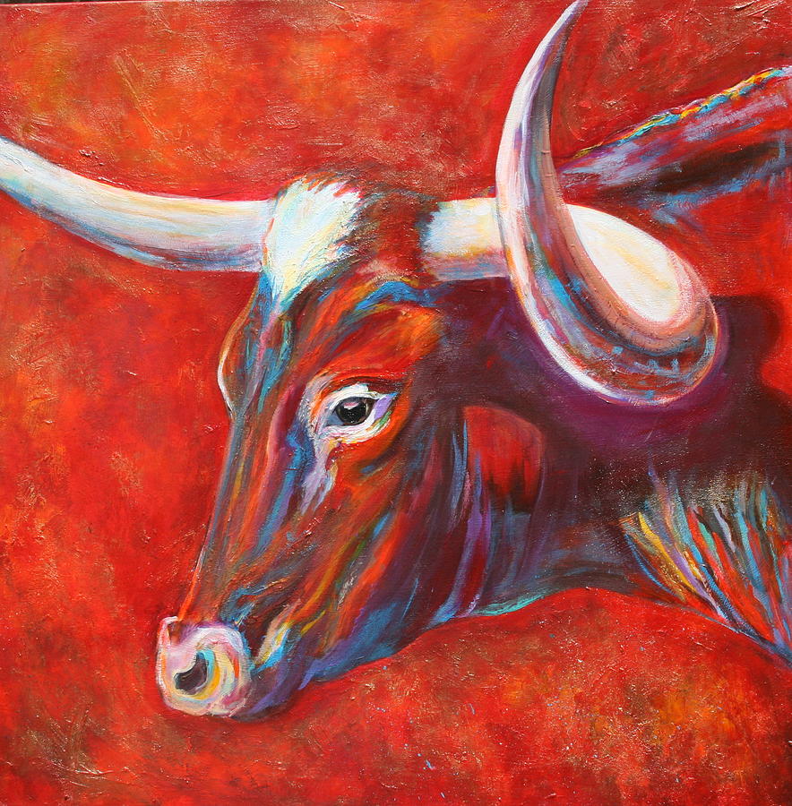 Longhorn Stampede At Stockyards Painting by Sina Coulson