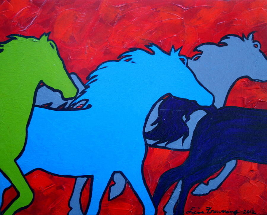 Horse Painting - Stampede by Lisa Browning