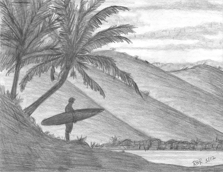 Stand Alone Surfer Drawing by Ray Ratzlaff