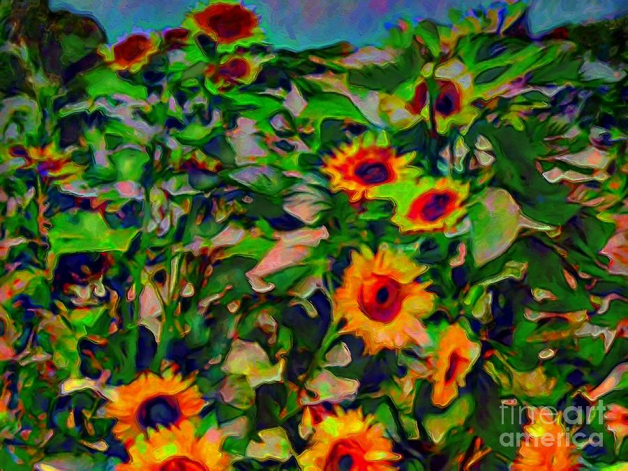 H Stand of Sunflowers - Horizontal  Painting by Lyn Voytershark
