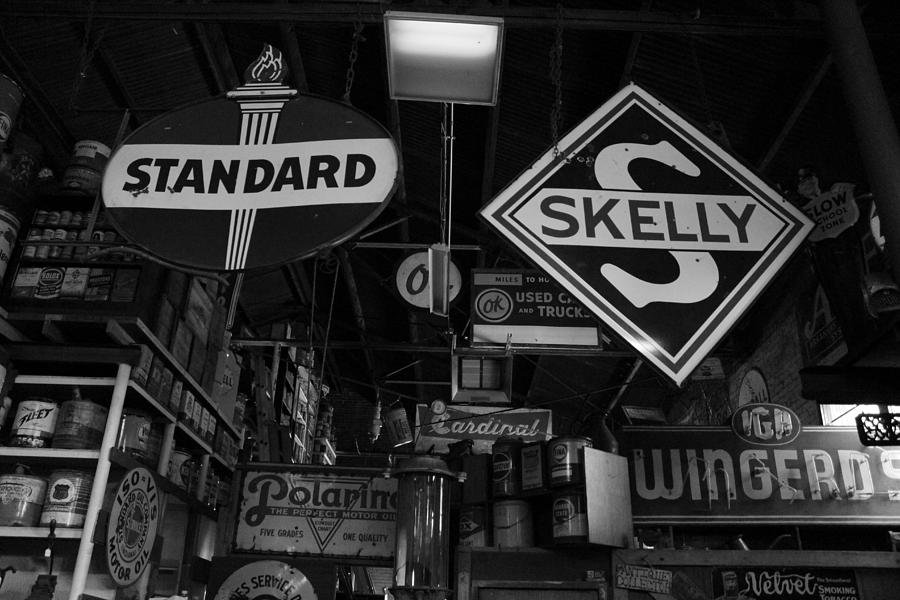 Vintage Photograph - Standard and Skelly bw by Elizabeth Sullivan