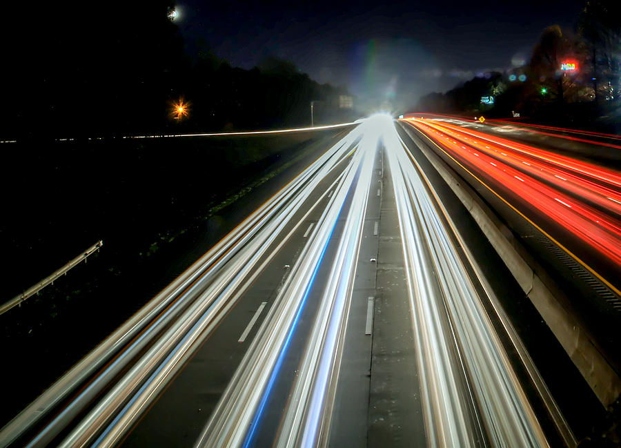 Standing In Car On Side Of The Road At Night In The City Photograph by ...