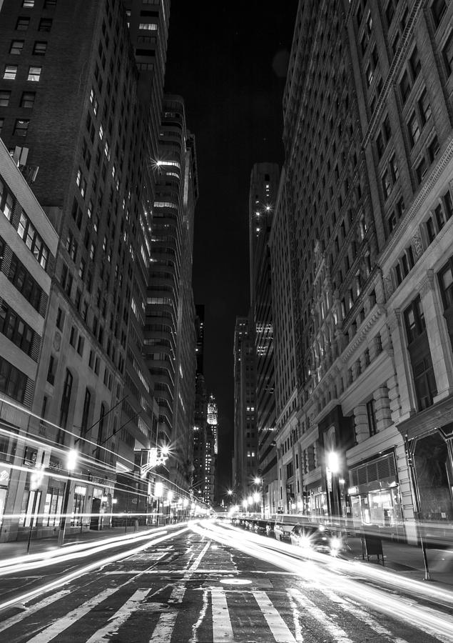 Standing In Traffic In New York City Black And White Photograph
