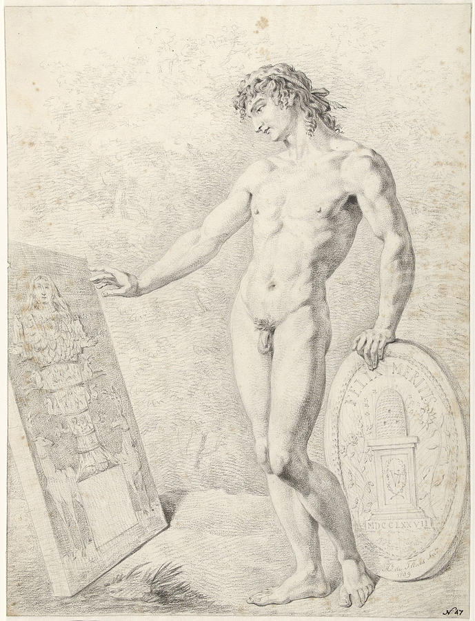 Standing Male Nude Drawing - Standing Male Nude by Quint Lox