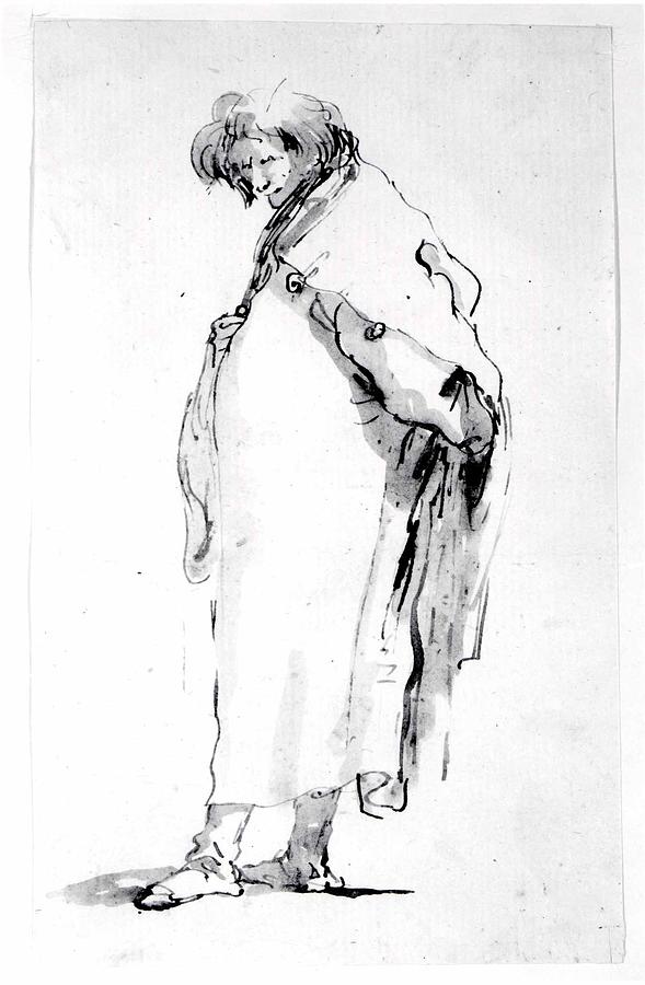 Giovanni Battista Tiepolo Drawing - Standing Man, Turned To The Left by Giovanni Battista Tiepolo