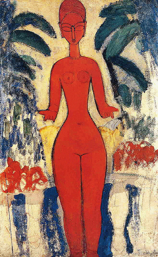 Standing Nude, 1913 by Modigliani Painting by Amedeo Modigliani
