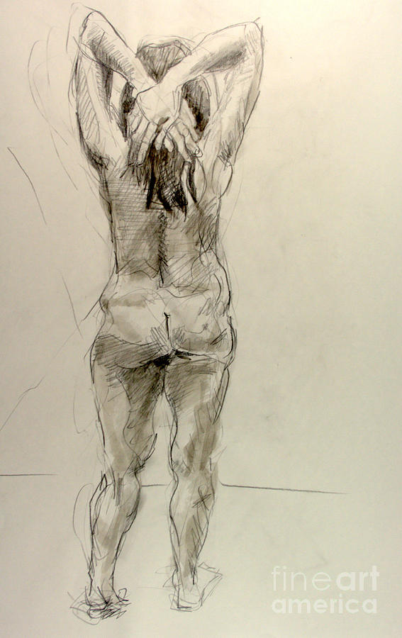 Nude Drawing - Standing nude by Andy Gordon