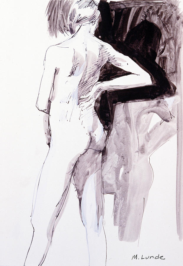 Standing Nude Back Pose Painting by Mark Lunde
