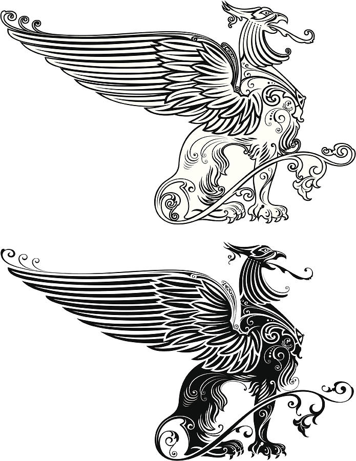Standing Phoenix Illustration Drawing by Angelgild