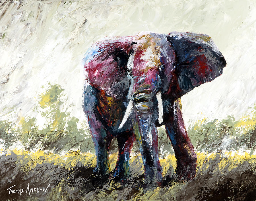 Elephant Painting - Standing Proud by Thomas Andrew