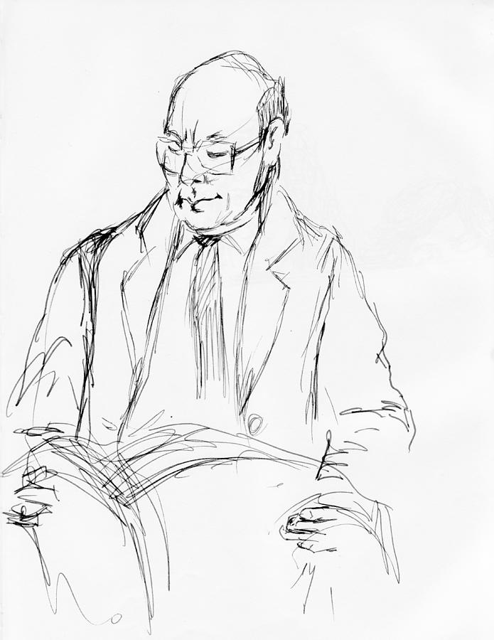Standing Reading Commuter Drawing by Phil Welsher | Fine Art America