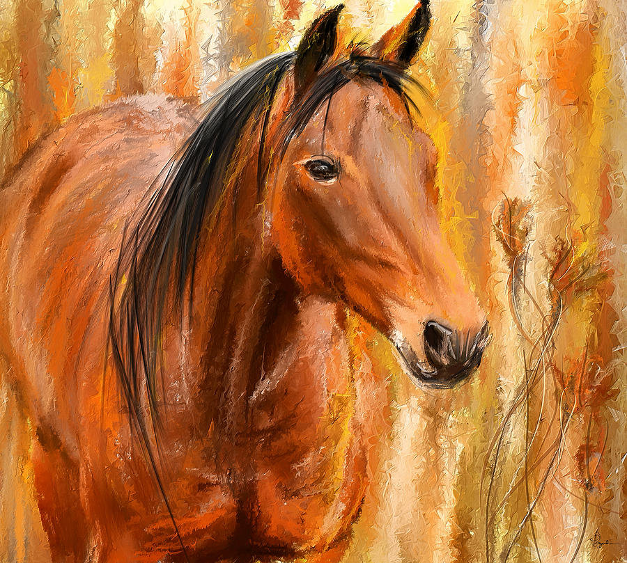 Standing Regally- Bay Horse Paintings Painting by Lourry Legarde