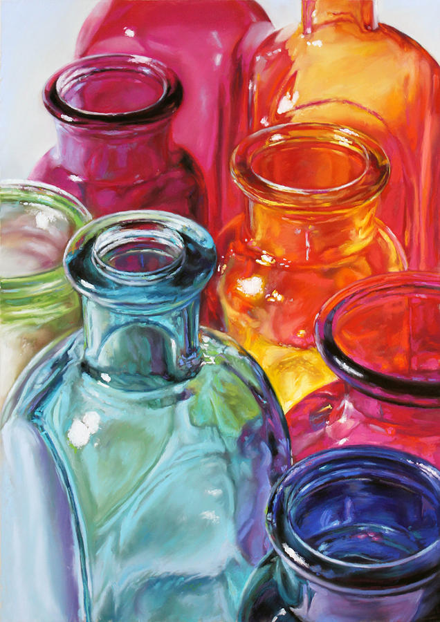 Bottle Painting - Standing Room Only by Lisa Ober