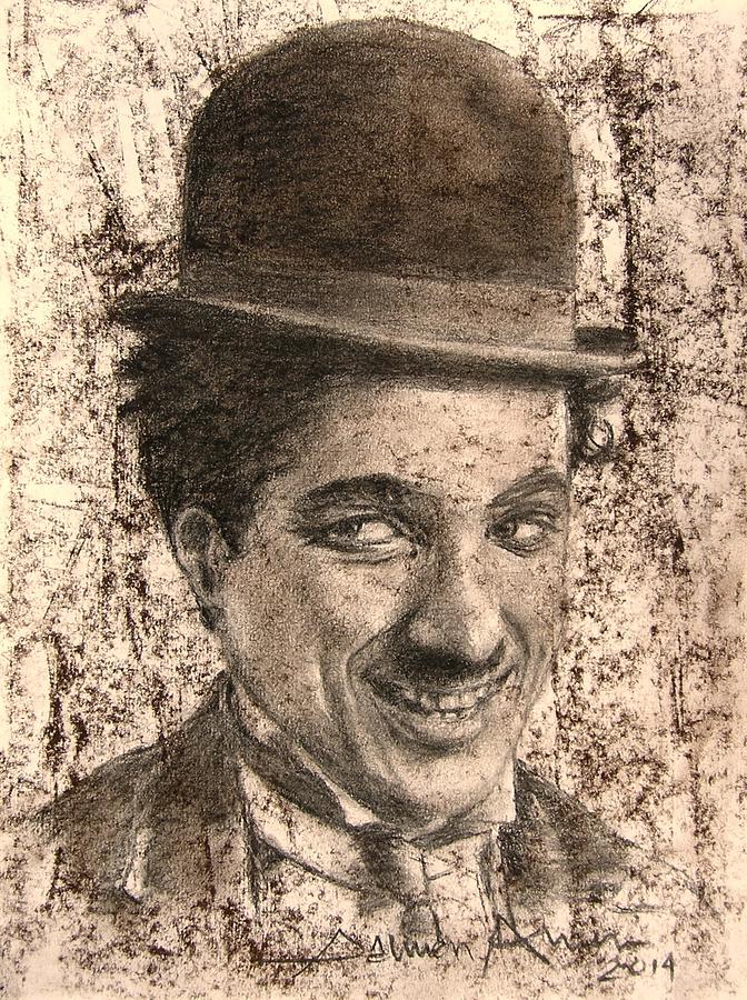 Portrait Painting - Standing Stone III -  Chaplin by Salman Ameer