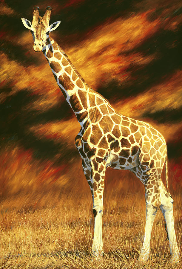 Giraffe Painting - Standing Tall by Lucie Bilodeau