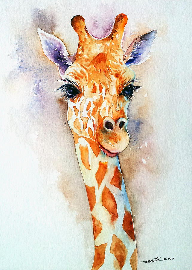 Standing Tall_Giraffe Painting by Arti Chauhan
