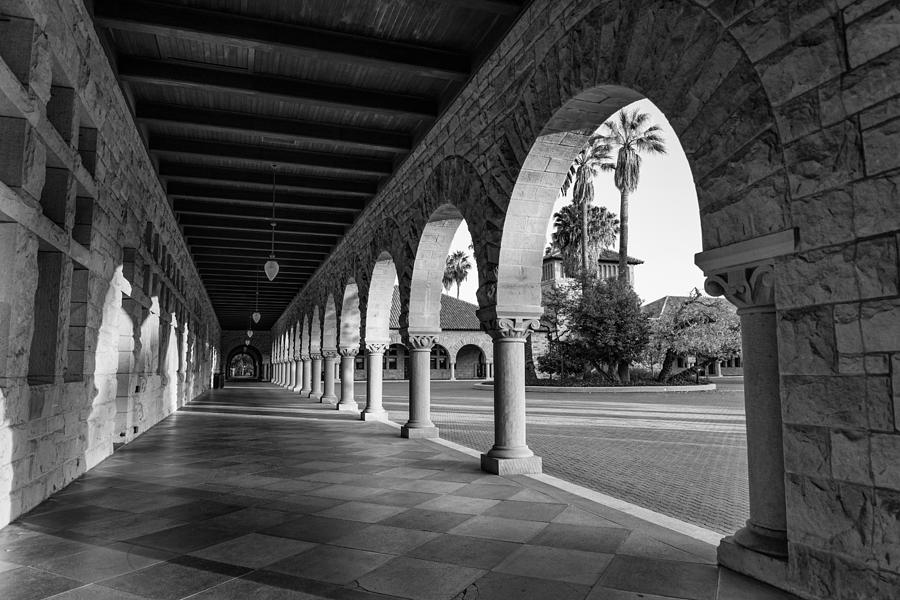 Stanford University Columns In Black And White Photograph by Priya Ghose