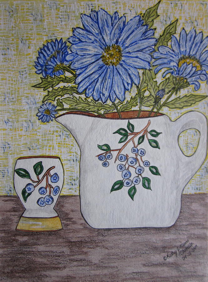 Stangl Blueberry Pottery Painting by Kathy Marrs Chandler
