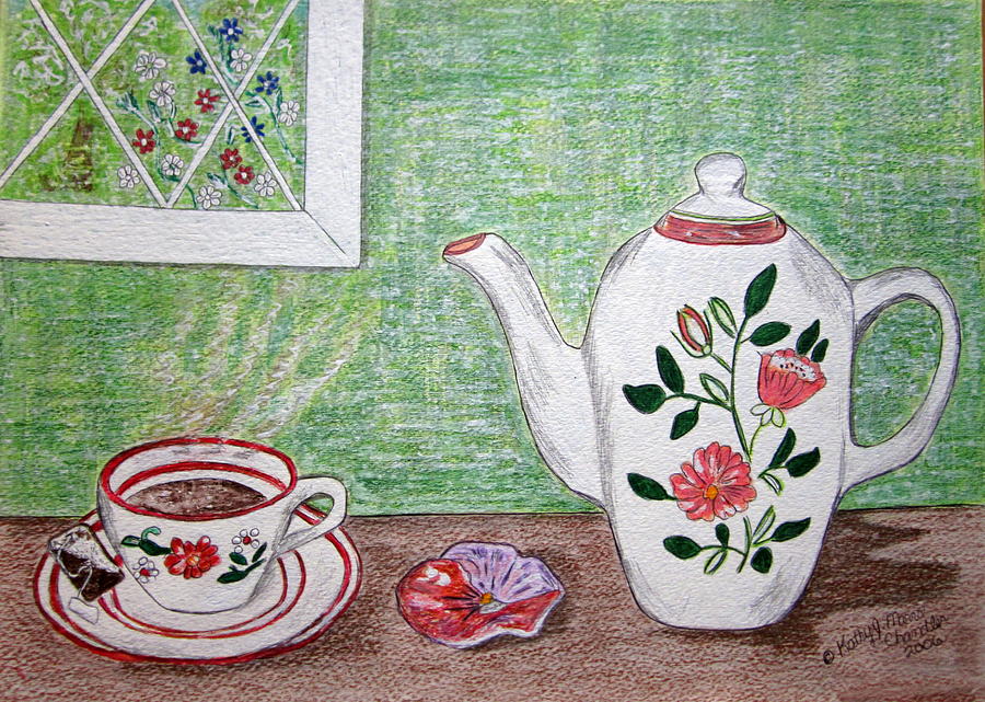 Stangl Pottery Rose Pattern Painting by Kathy Marrs Chandler