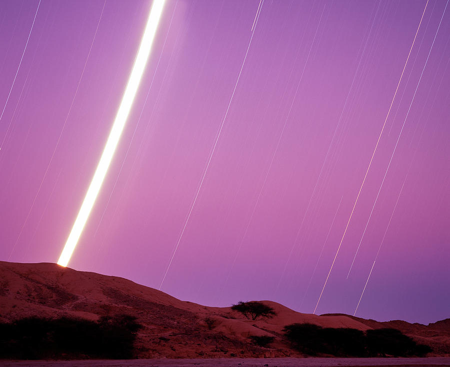 Star And Moon Trails Photograph by David Parker/science Photo Library